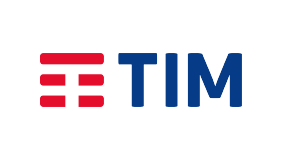 Logotipo da TIM, uma operadora de telecomunicações, com elementos vermelhos e azuis.