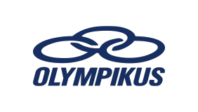 Logotipo da marca Olympikus, apresentando um design moderno e elegante com três anéis entrelaçados em azul