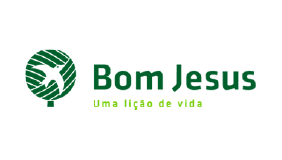 Logo da Bom Jesus, uma luz na vida, destacando um símbolo de árvore verde e texto em verde.