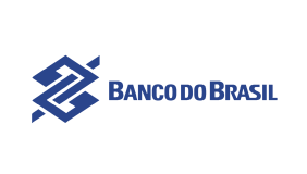 Logotipo do Banco do Brasil, apresentando um design moderno e as cores azul e branco, representando a instituição financeira.